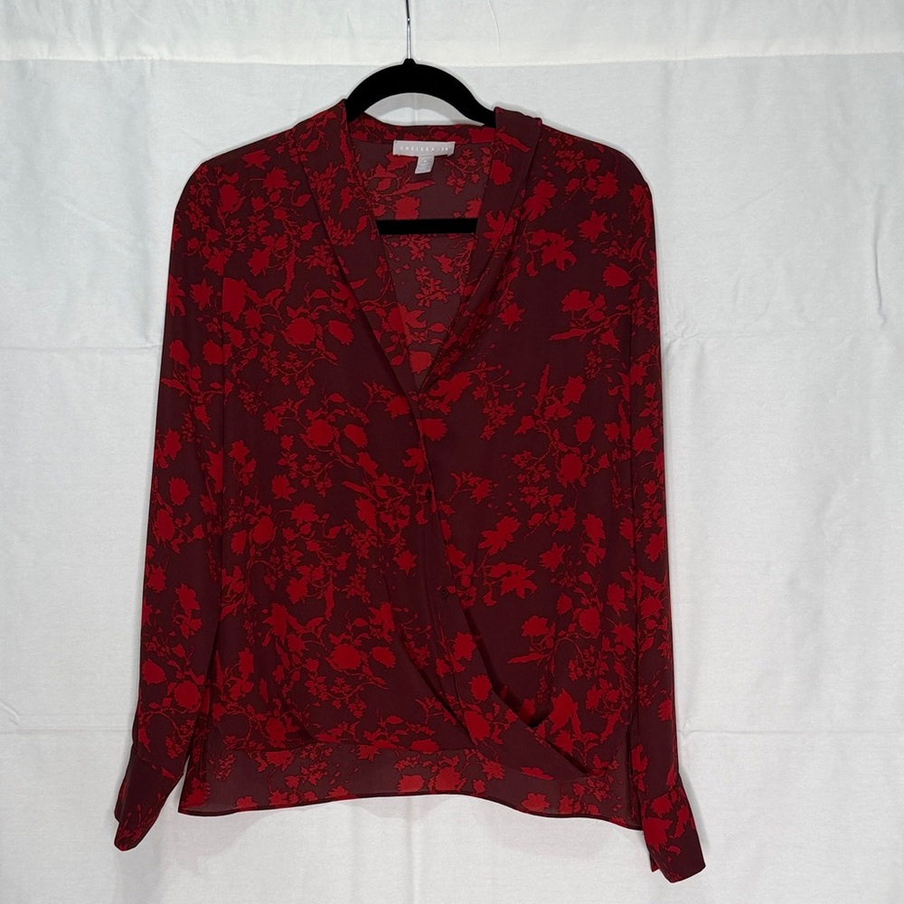 Chelsea28 Red Floral Blouse